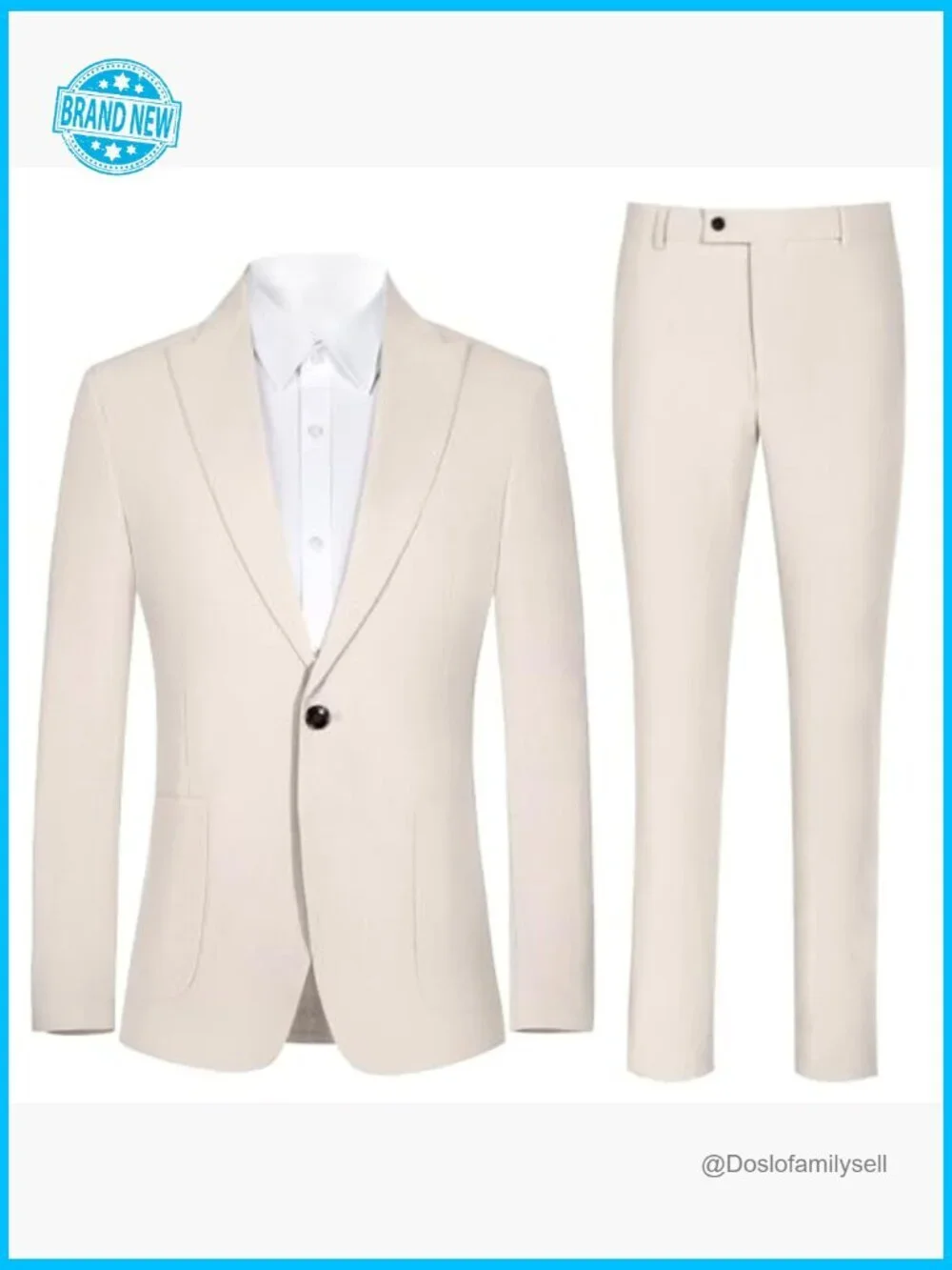 Men's Linen Suit Two Piece Set Modern Fitted Blazer Pants Wedding Formal